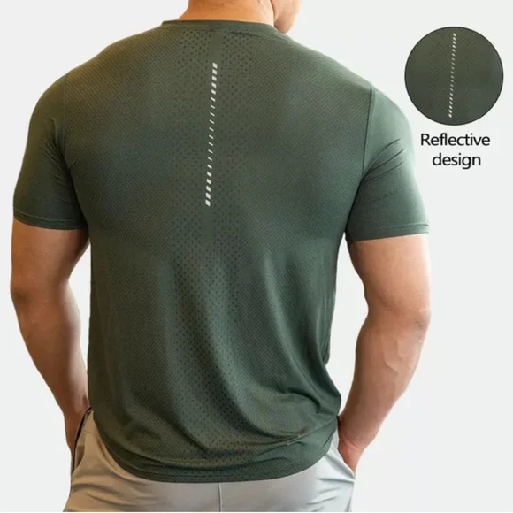 T-shirt Men's Gym Workout Training Muscle Sport Fitness Active Short Sleeve - Picture 2 of 8